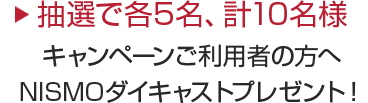 抽選で10名様
キャンペーンご利用者の方へNISMOダイキャストプレゼント！